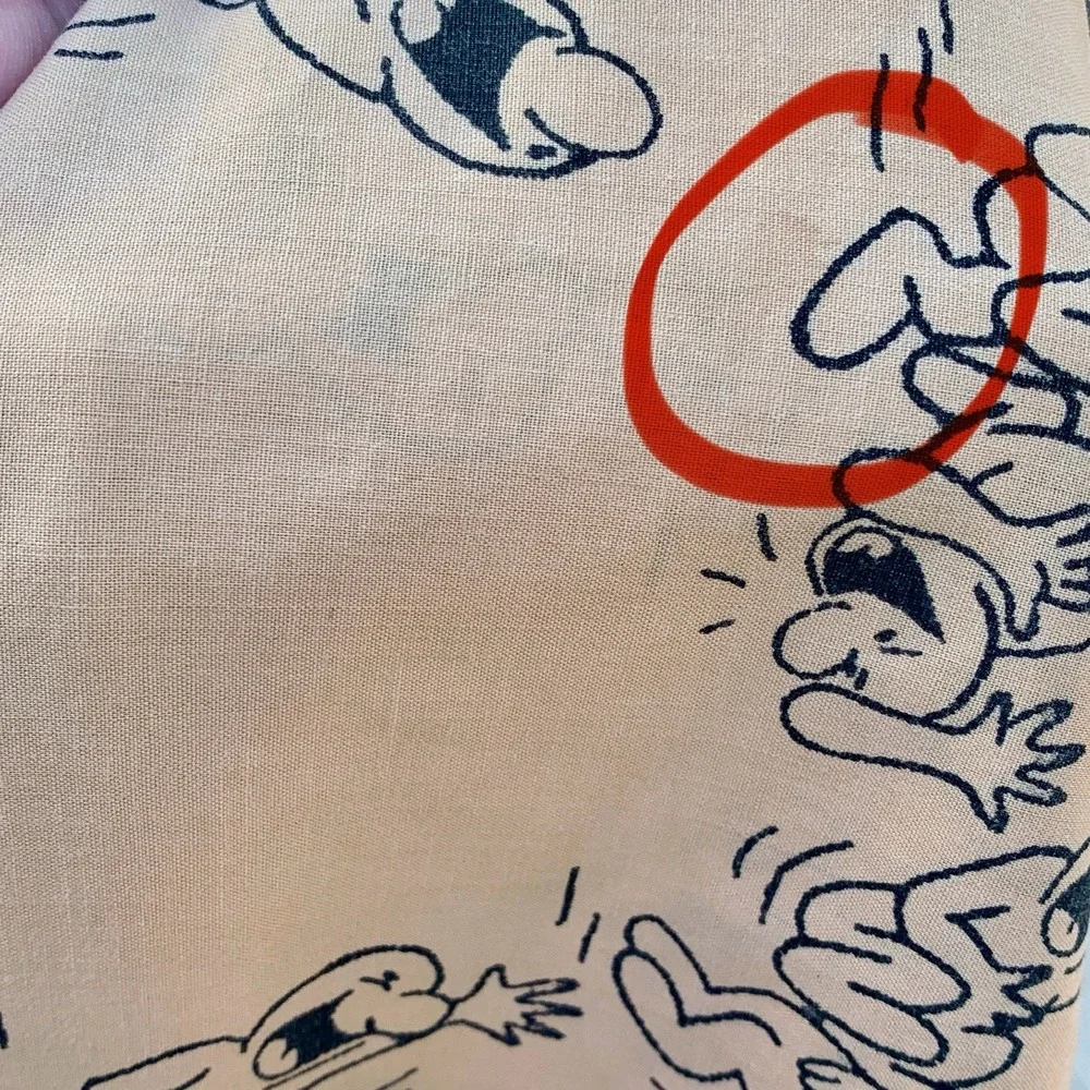 Vintage Henry Syverson Beige Laughing Man Cartoon Twin Flat Sheet Vintage Fabric